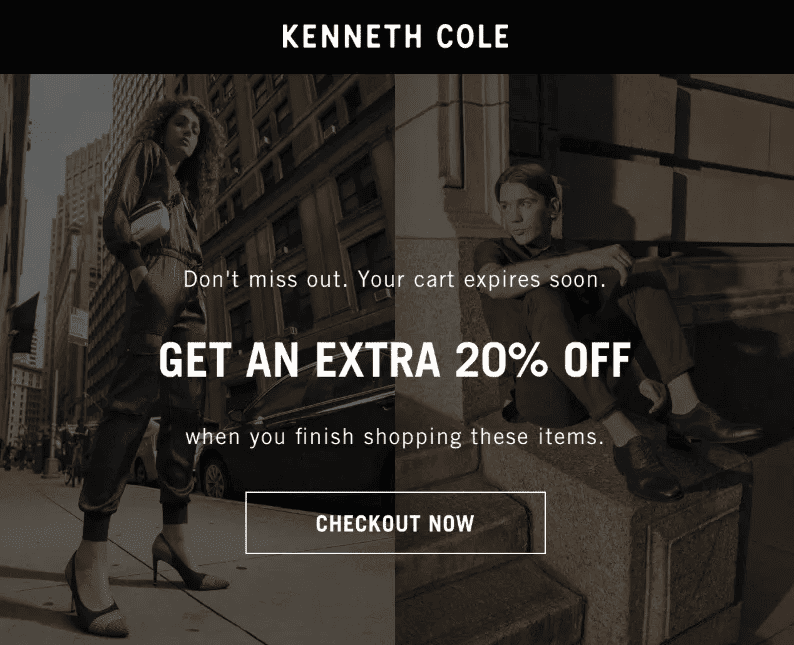 Kenneth Cole’s cart abandonment drop campaign email 2
