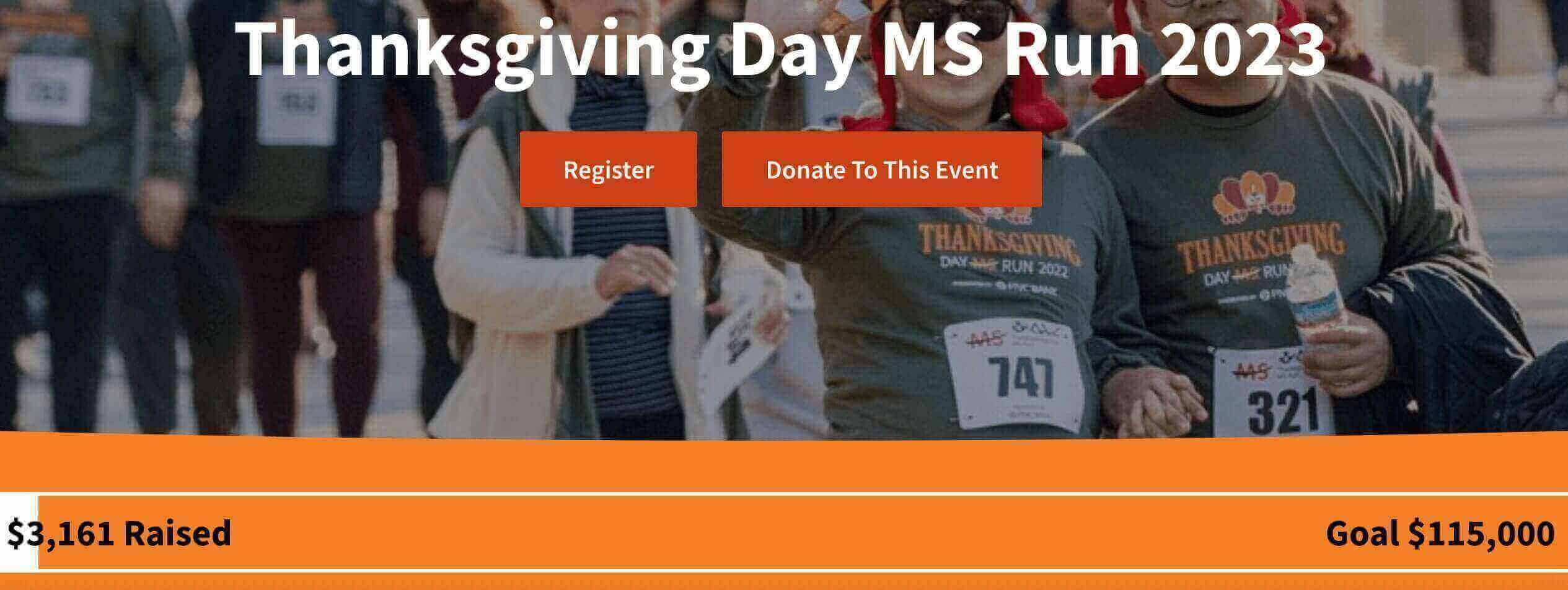 Thanksgiving event registration page 