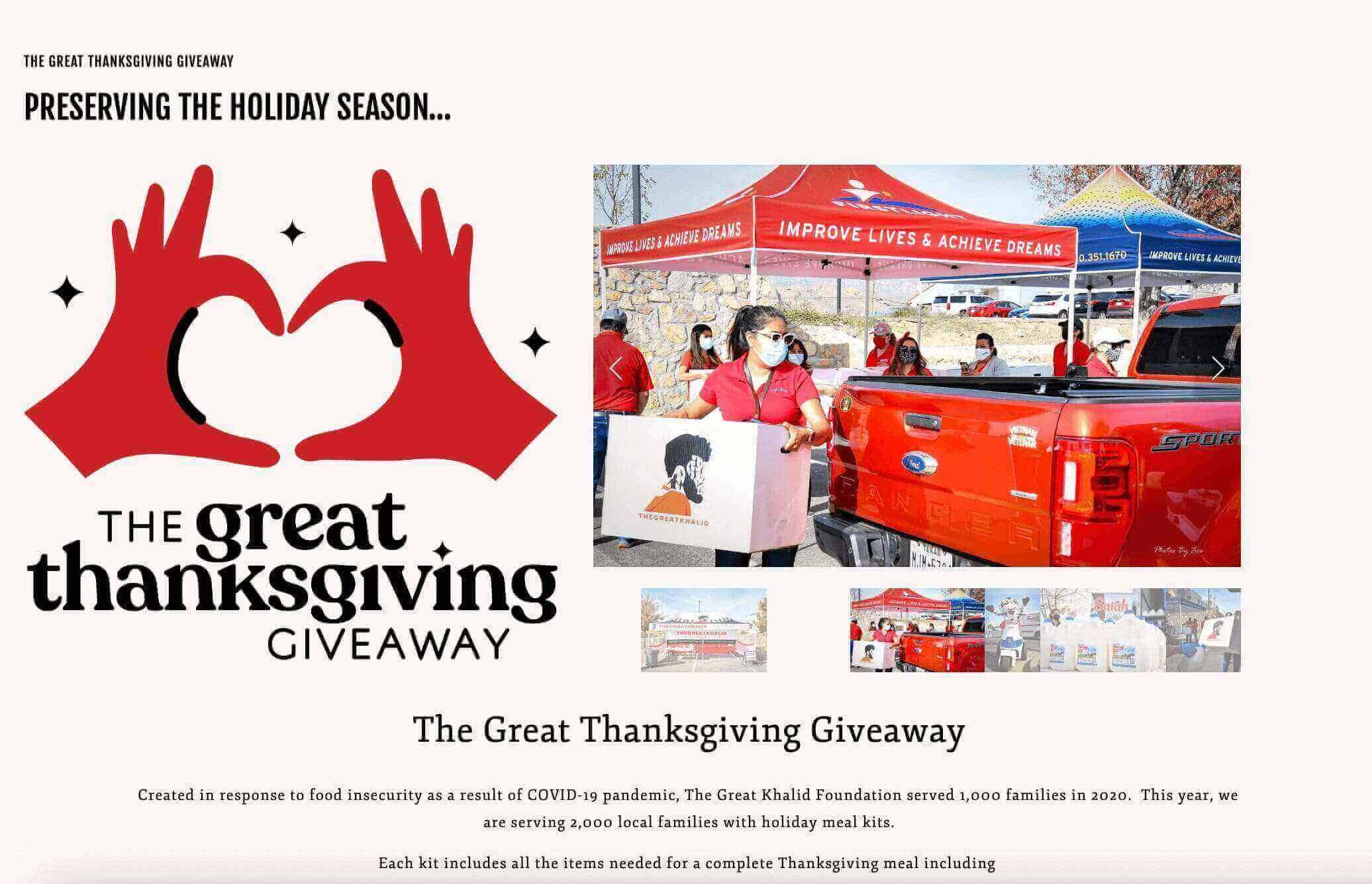 Thanksgiving charity or giving landing page 