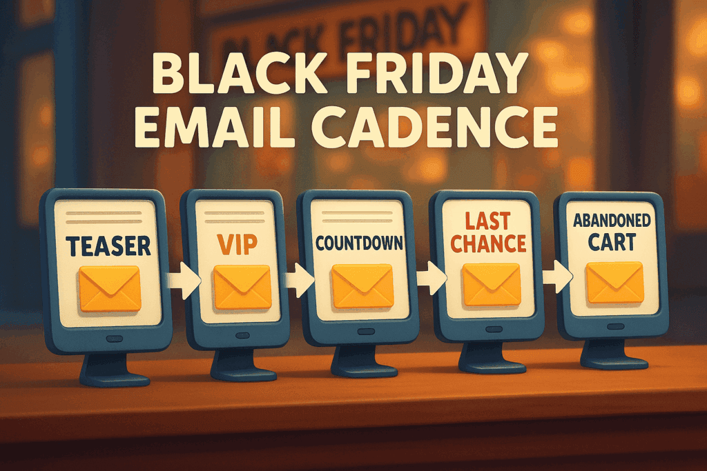 Black Friday email cadence: teaser, VIP, countdown, last chance, abandoned cart follow ups