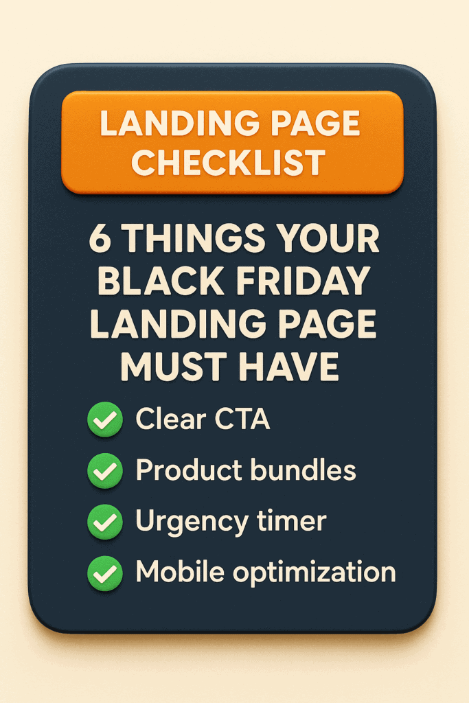 Black Friday landing page checklist: clear CTA, product bundles, urgency timer, mobile optimization