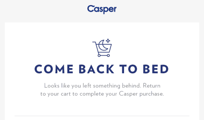 email retargeting example from Casper