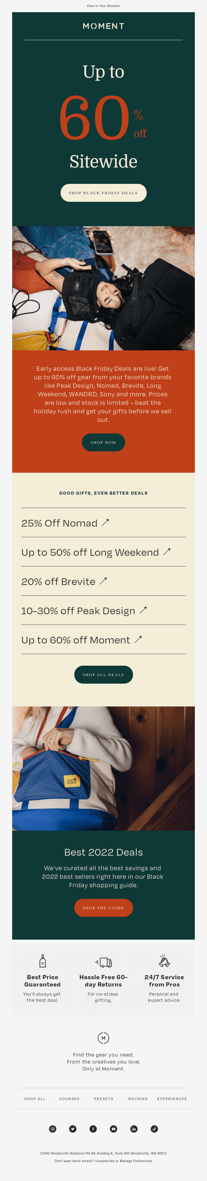 Moment's Black Friday marketing email