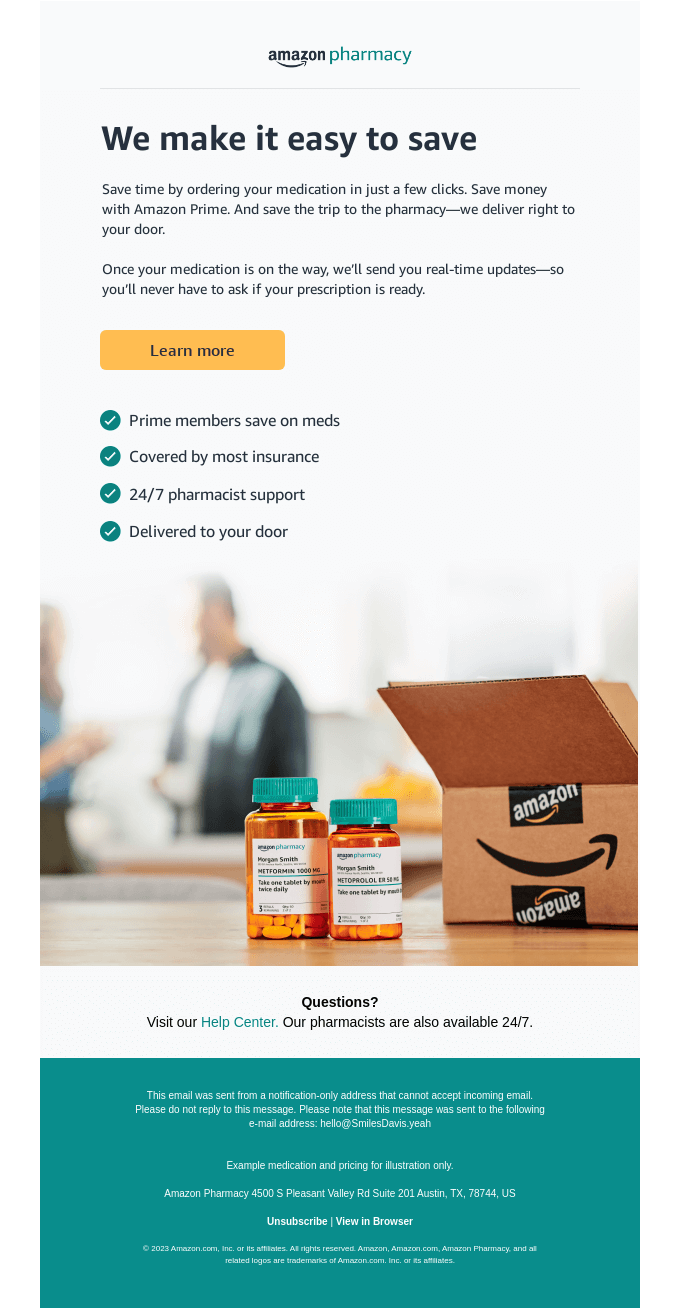 Amazon Email Marketing Example