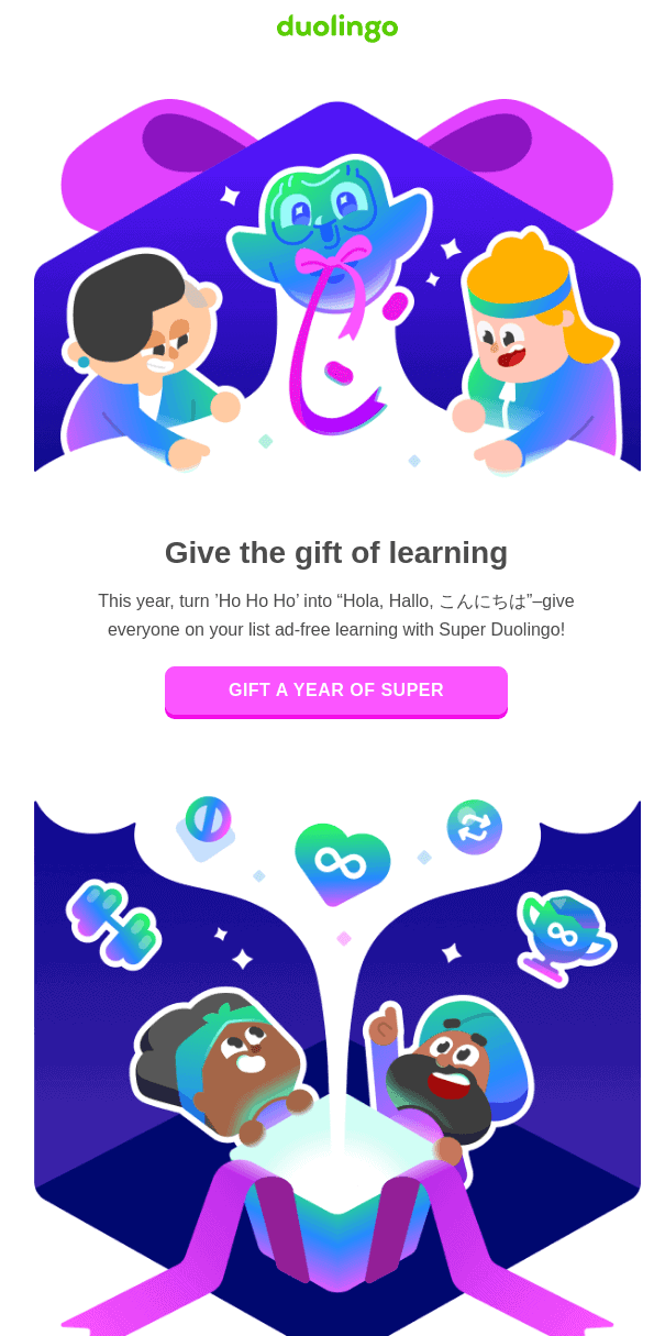 Email header example from Duolingo