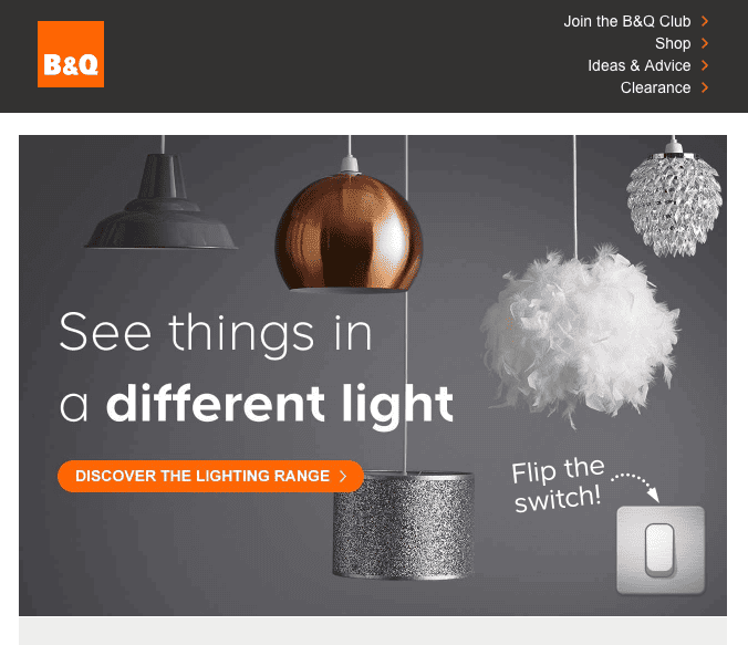 An email header example from B&Q