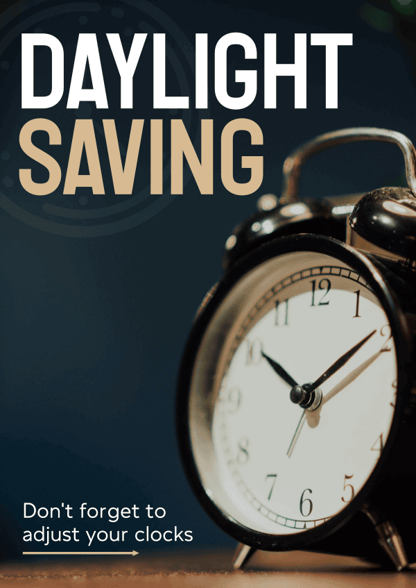 November newsletter example for Daylight savings reminder image