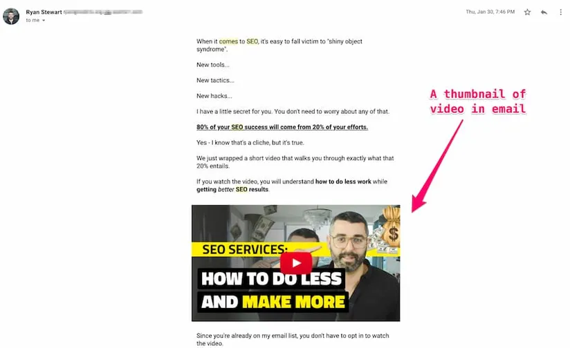 Insert Video Thumbnail to send video through email