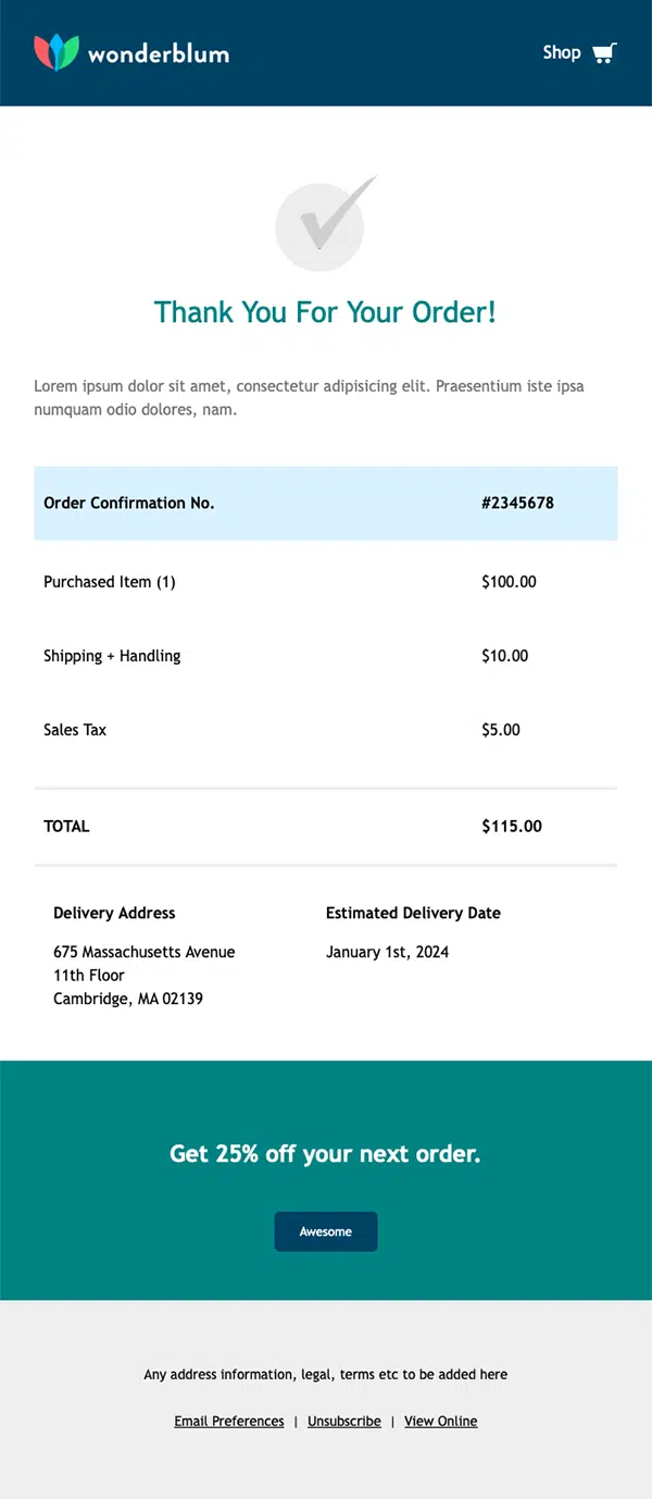 eCommerce email template