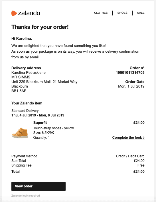 eCommerce email template