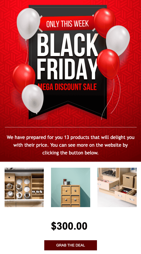 Black Friday eCommerce email template from EngageBay