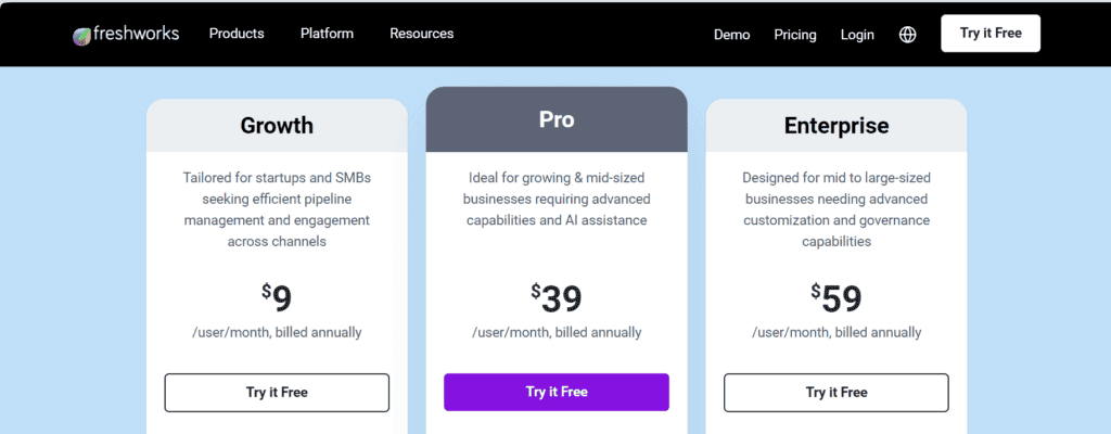 Freshsales pricing