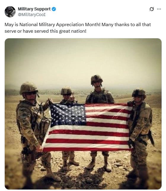 National Military Appreciation Month on X (Twitter)