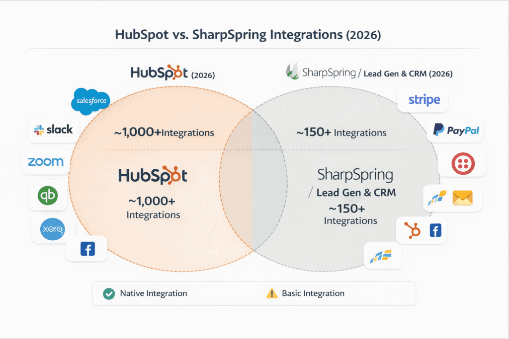 HubSpot and SharpSpring integrations marketplace comparison 2026