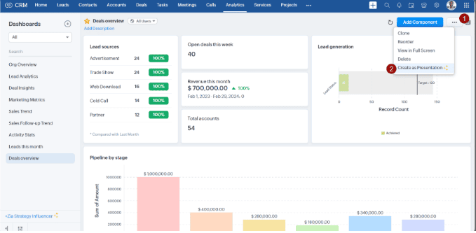 Zoho vs HubSpot vs EngageBay CRM: Zoho CRM functionality