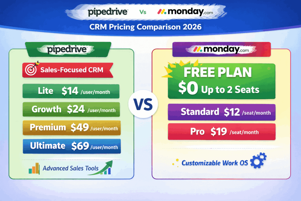 pipedrive vs monday crm pricing comparison 2026