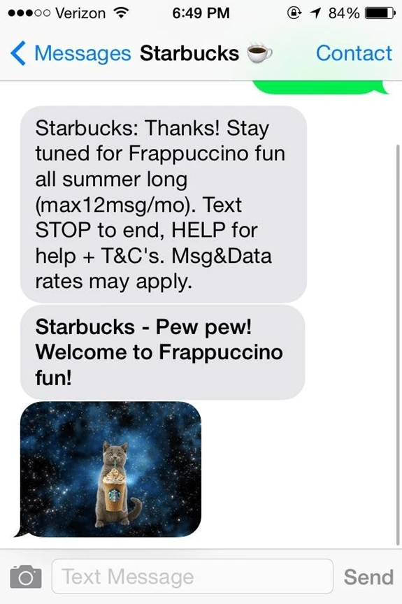 SMS marketing example