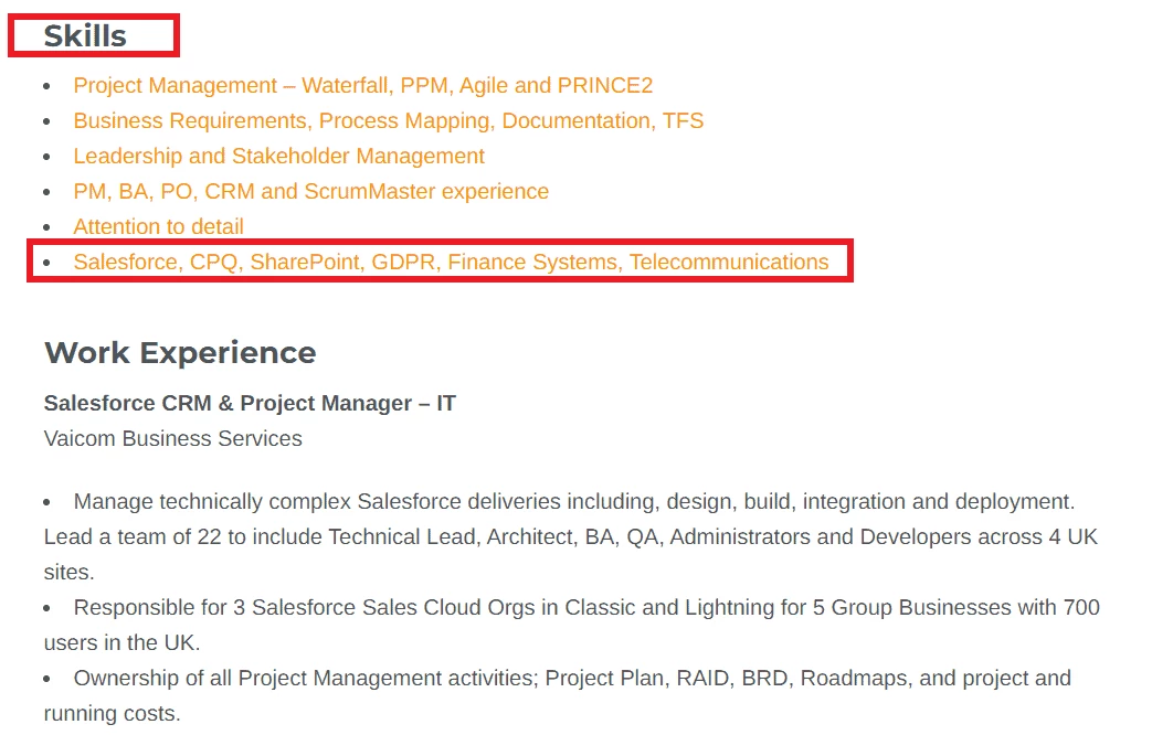 CRM Skills sample by ResumeKraft