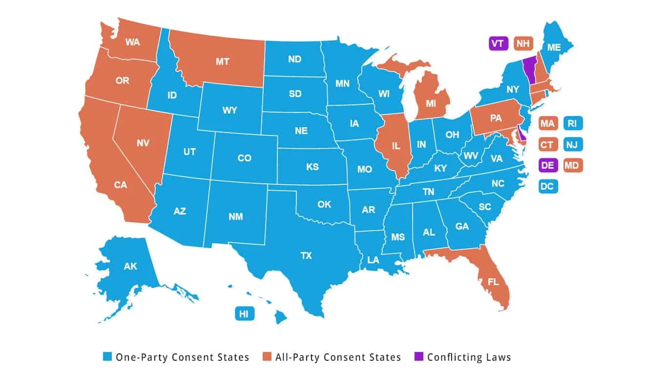 Sales call recording laws in the United States