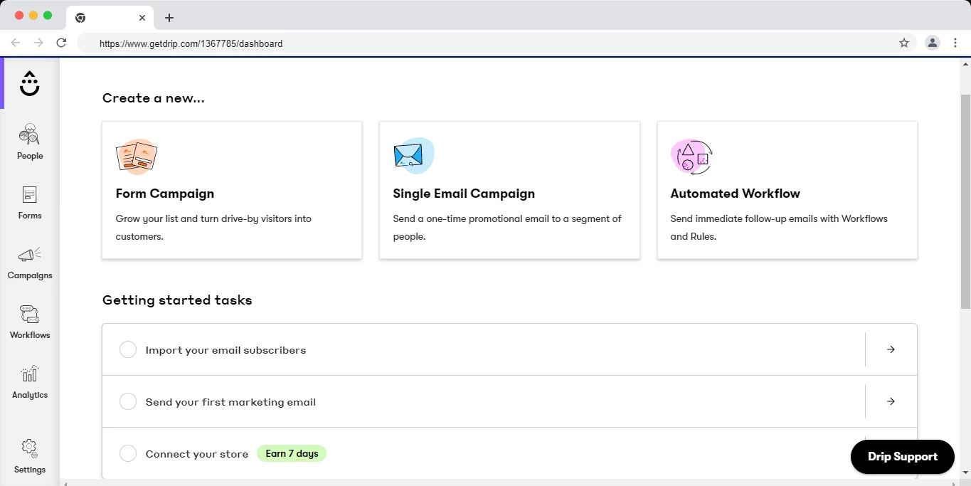 Drip dashboard