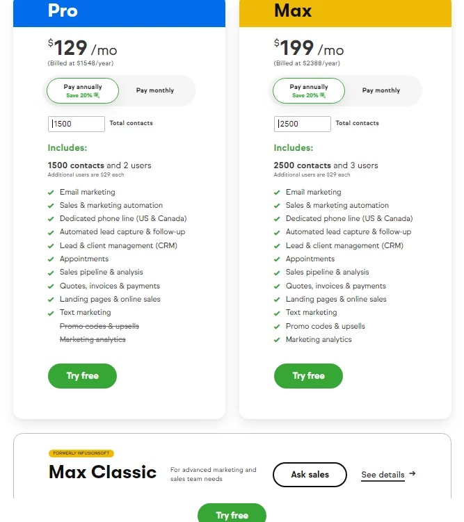Keap Pricing