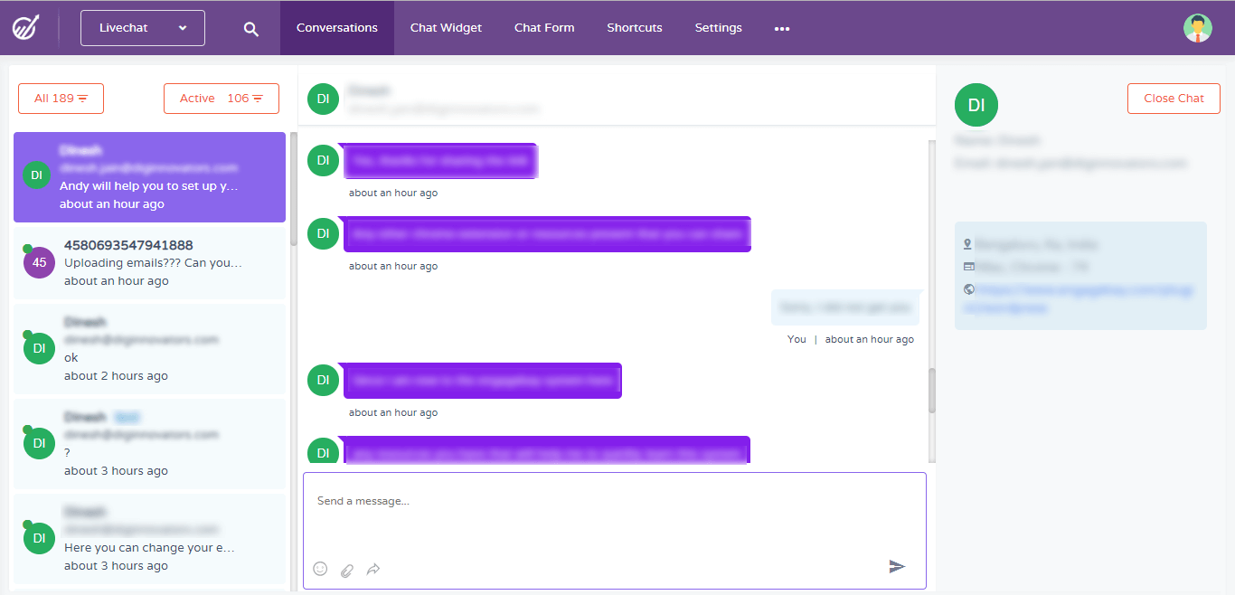 engagebay live chat