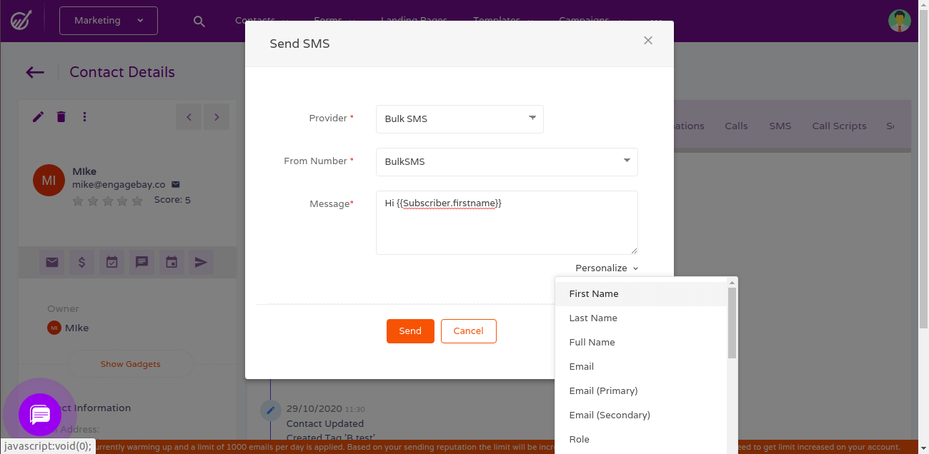 Envíe contactos desde su formulario a EngageBay CRM