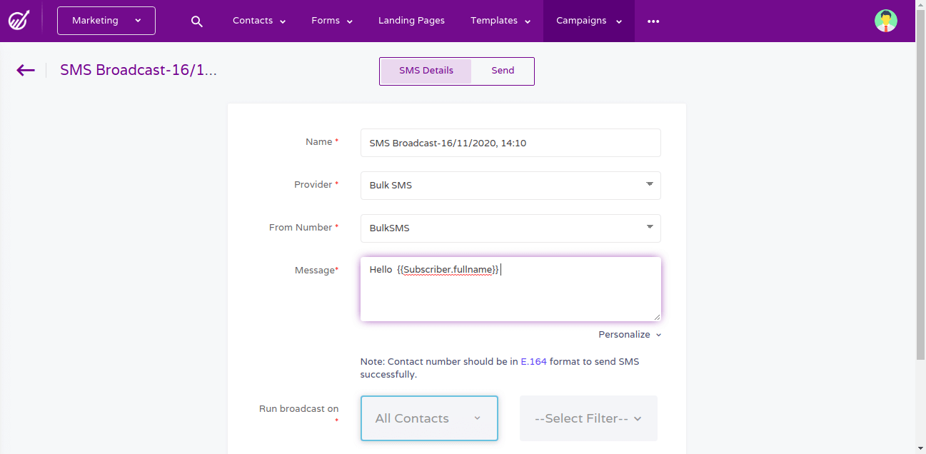 Send contacts from your form to EngageBay CRM